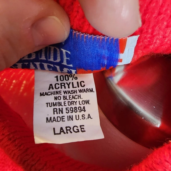 Vintage American Pride Red & White Mock Turtleneck Sweater USA Made Size Large - Picture 10 of 16